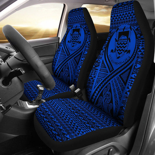 Tuvalu Car Seat Cover - Tuvalu Coat Of Arms Polynesian Tattoo Blue