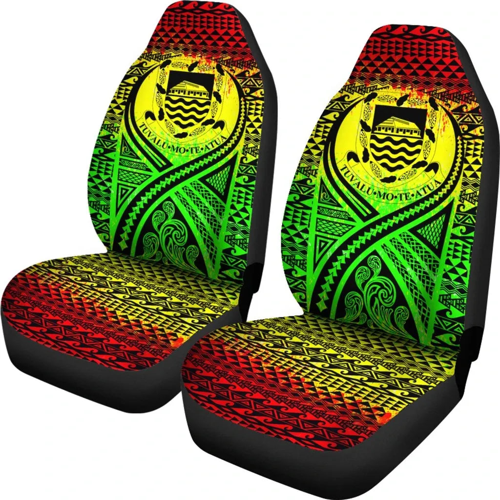 Tuvalu Car Seat Cover - Tuvalu Coat Of Arms Polynesian Tattoo Reggae