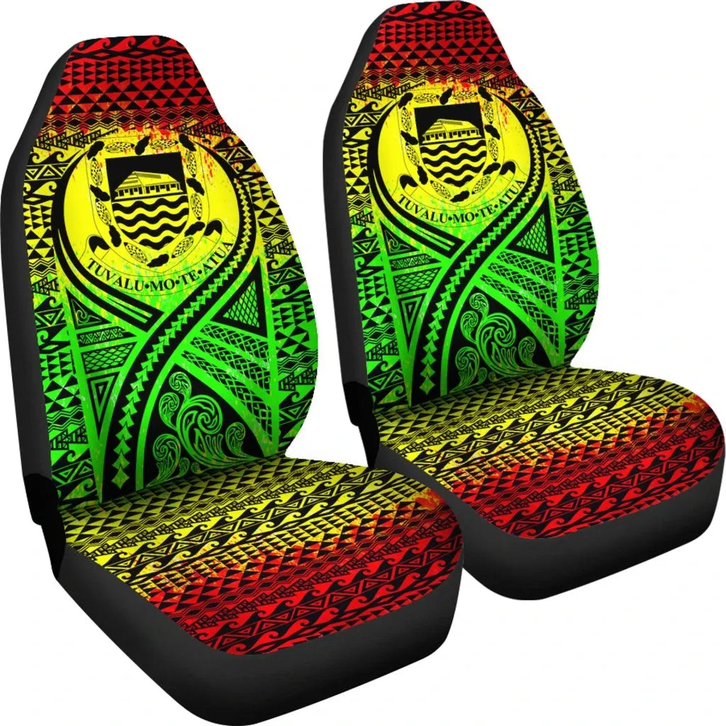 Tuvalu Car Seat Cover - Tuvalu Coat Of Arms Polynesian Tattoo Reggae