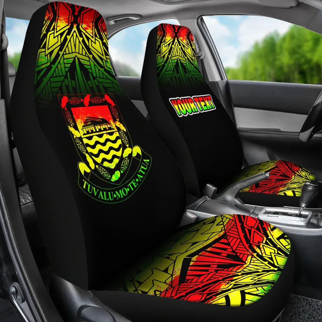 Tuvalu Custom Personalised Car Seat Covers - Tuvalu Coat Of Arms Fog Reggae Style