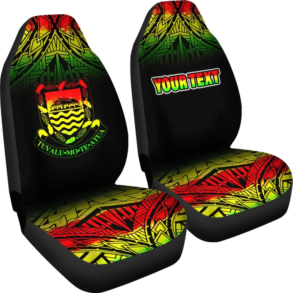 Tuvalu Custom Personalised Car Seat Covers - Tuvalu Coat Of Arms Fog Reggae Style