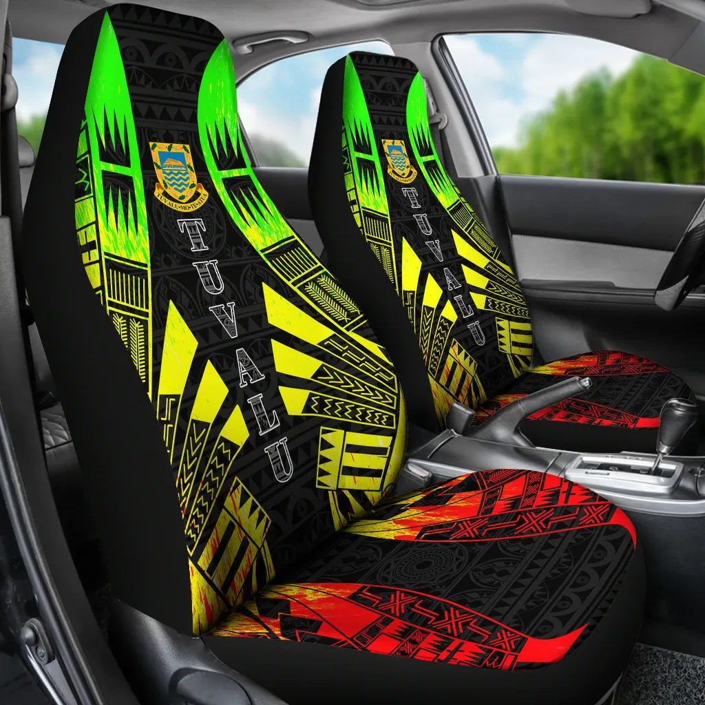 Tuvalu Car Seat Covers - Tuvalu Coat Of Arms Polynesian Tattoo Reggae