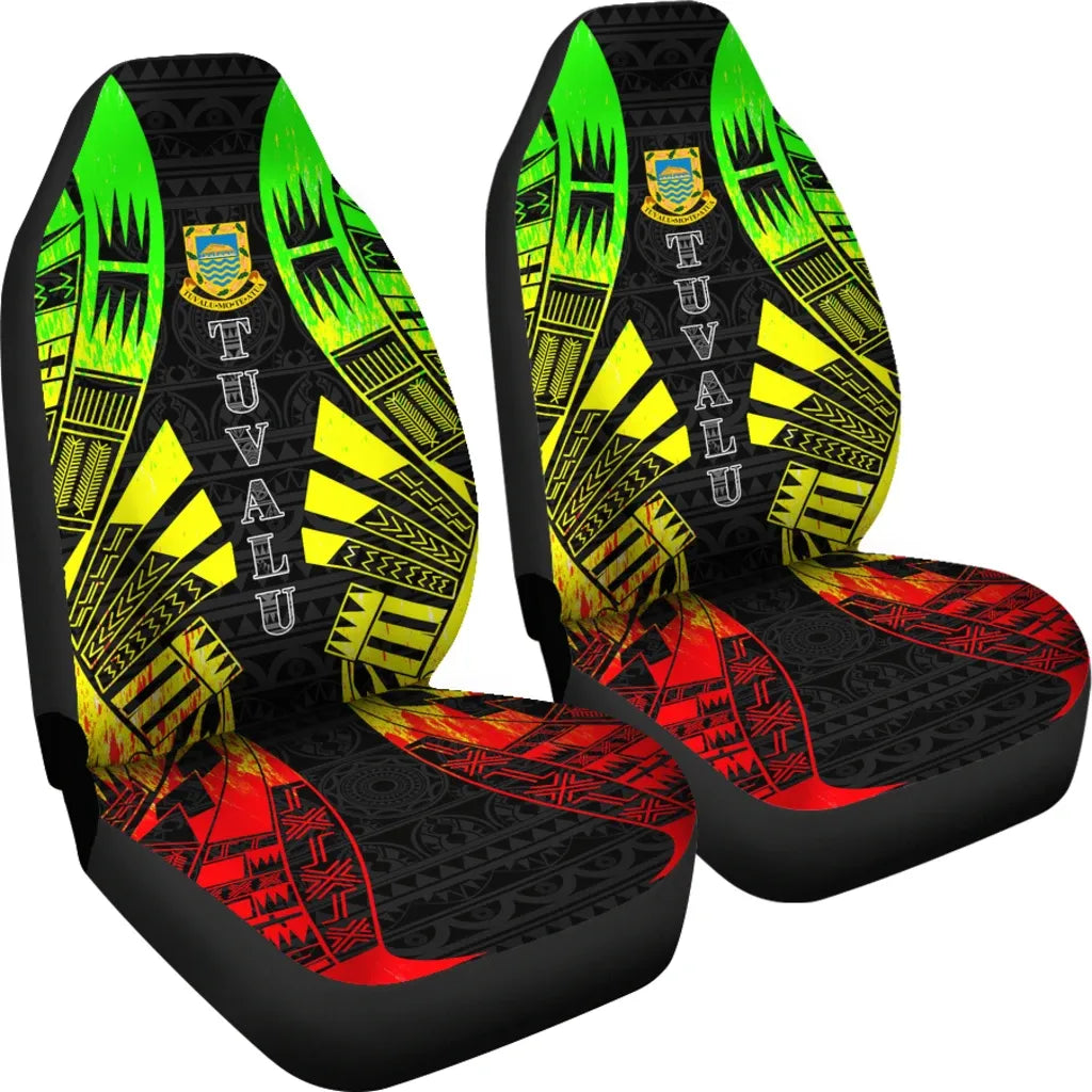 Tuvalu Car Seat Covers - Tuvalu Coat Of Arms Polynesian Tattoo Reggae