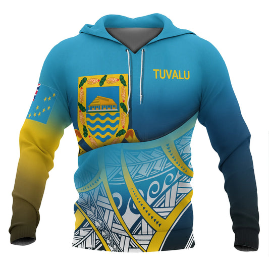Tuvalu Coat Of rms Hoodie - Polynesian Pattern