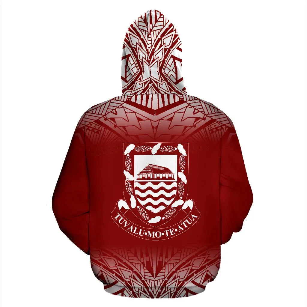 Tuvalu Custom Personalised All Over Hoodie - Fog Red