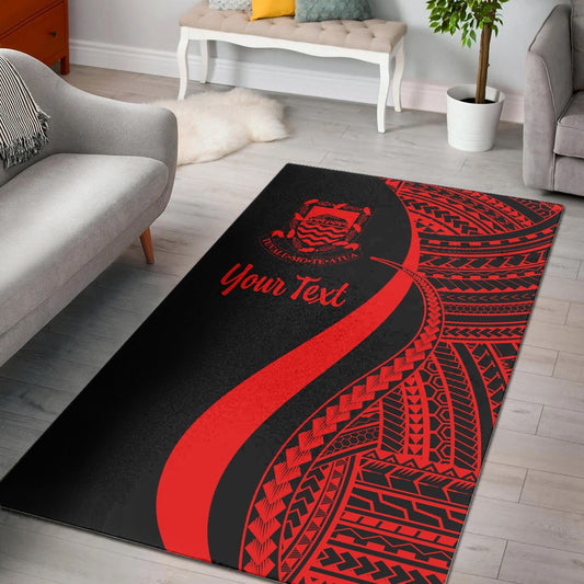 Tuvalu Custom Personalised Area Rug - Red Polynesian Tentacle Tribal Pattern