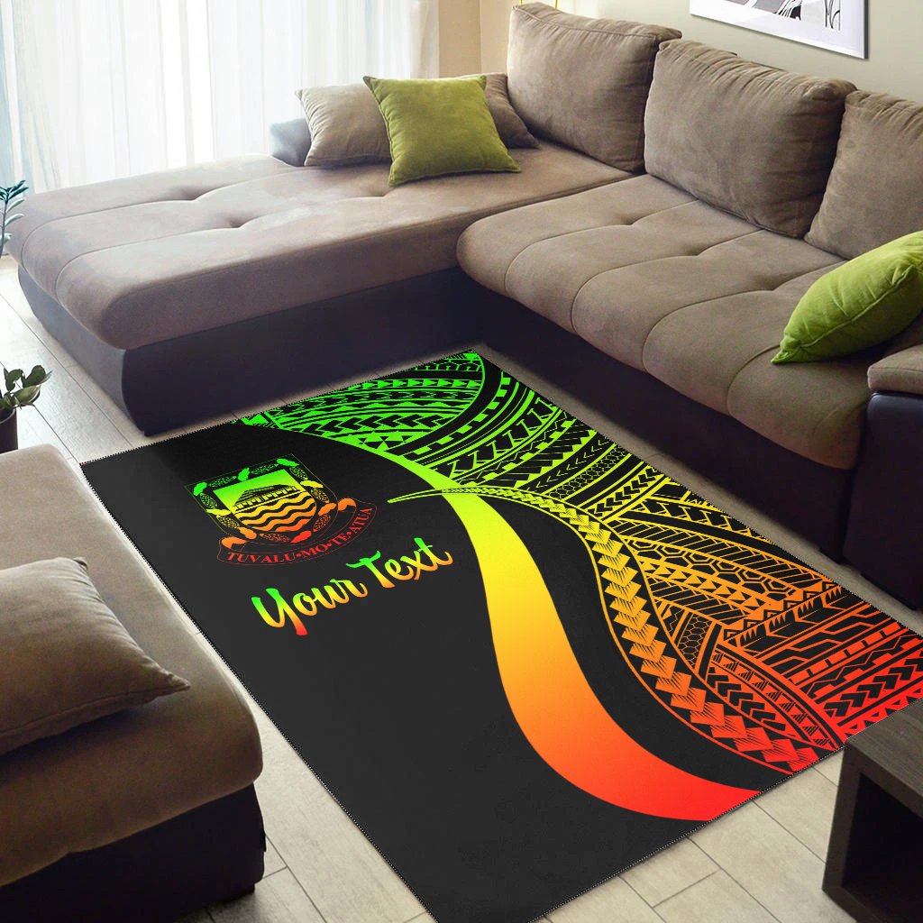 Tuvalu Custom Personalised Area Rug - Reggae Polynesian Tentacle Tribal Pattern
