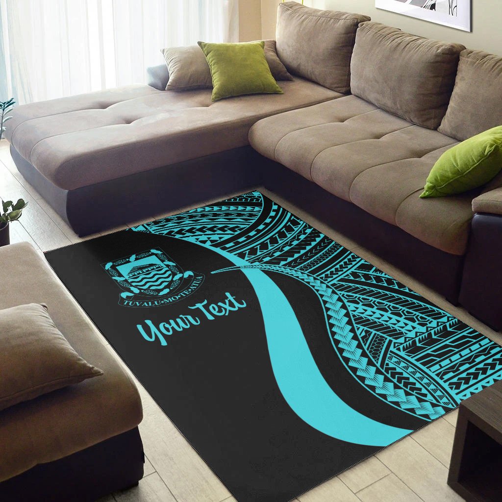 Tuvalu Custom Personalised Area Rug - Turquoise Polynesian Tentacle Tribal Pattern