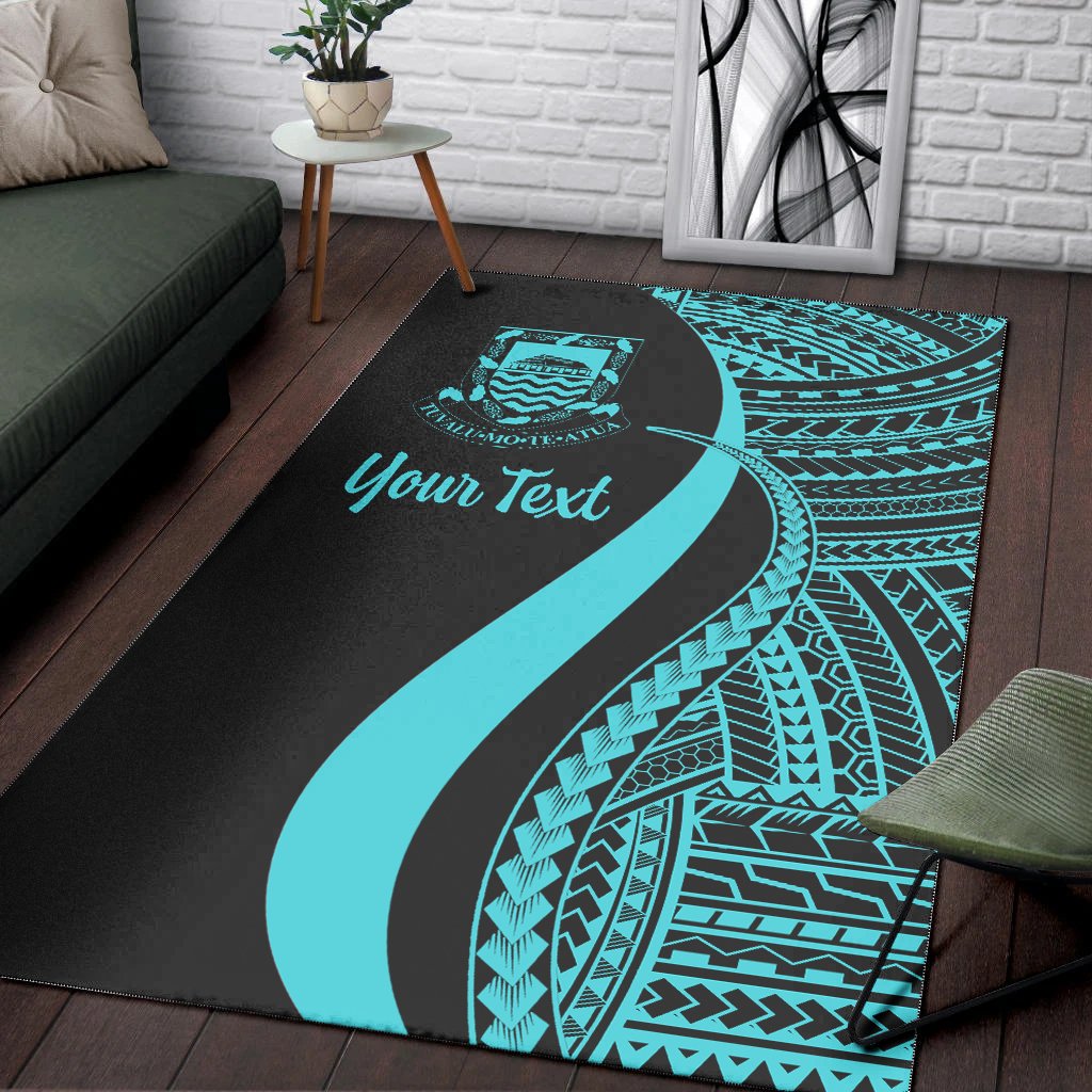 Tuvalu Custom Personalised Area Rug - Turquoise Polynesian Tentacle Tribal Pattern