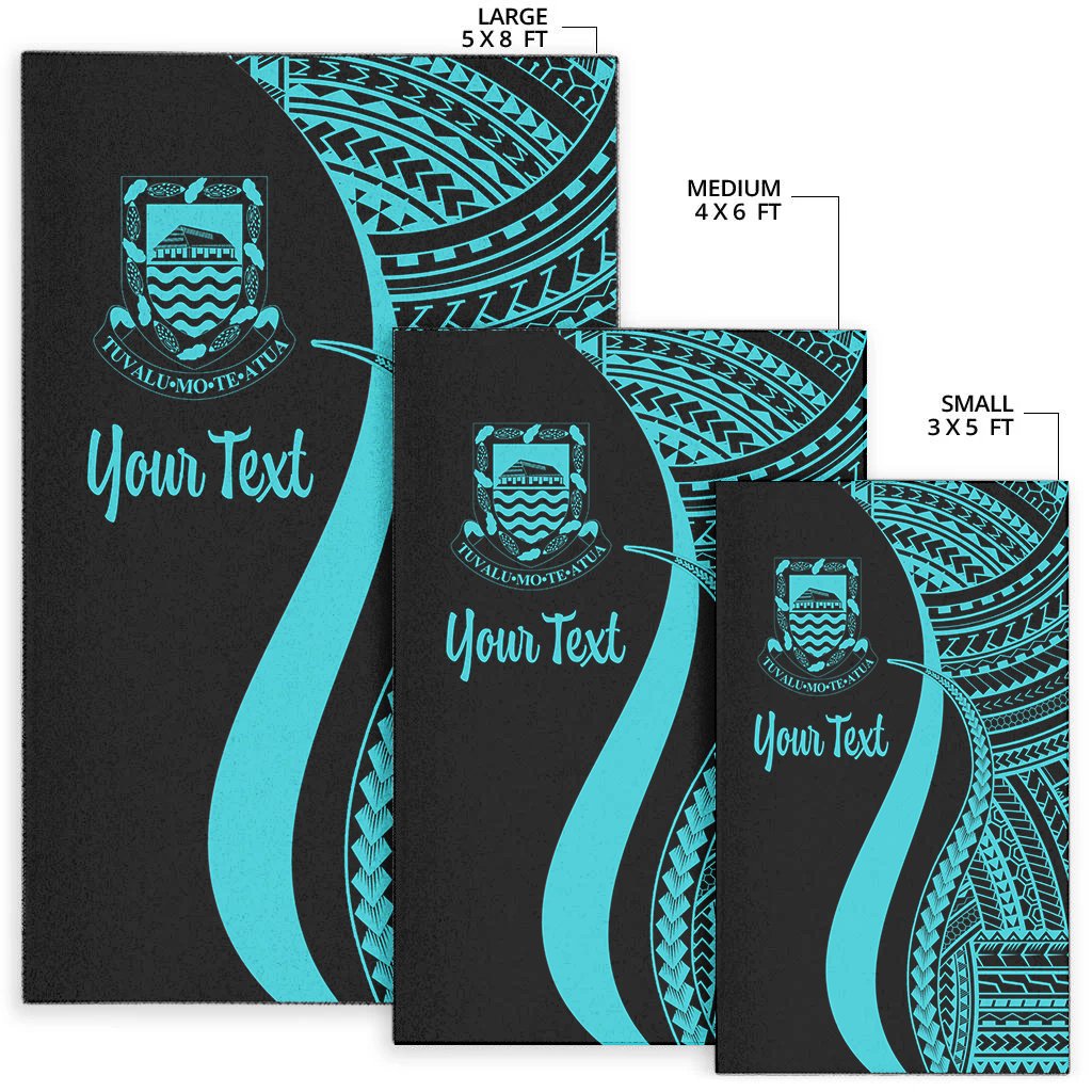 Tuvalu Custom Personalised Area Rug - Turquoise Polynesian Tentacle Tribal Pattern