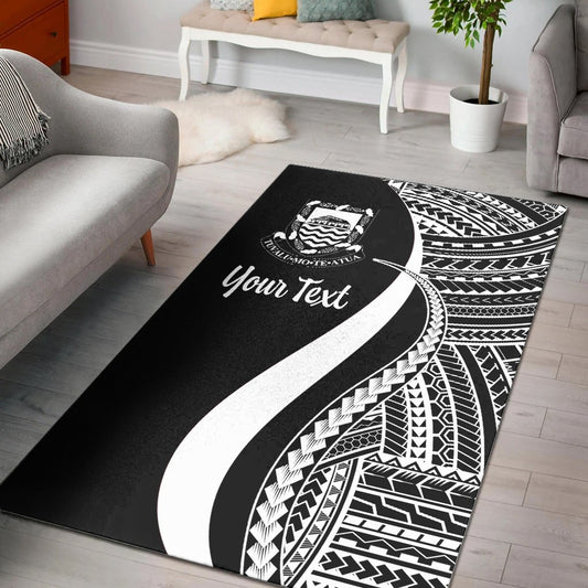Tuvalu Custom Personalised Area Rug - White Polynesian Tentacle Tribal Pattern