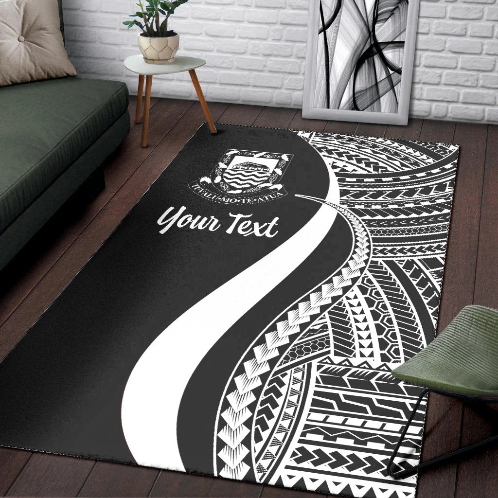 Tuvalu Custom Personalised Area Rug - White Polynesian Tentacle Tribal Pattern