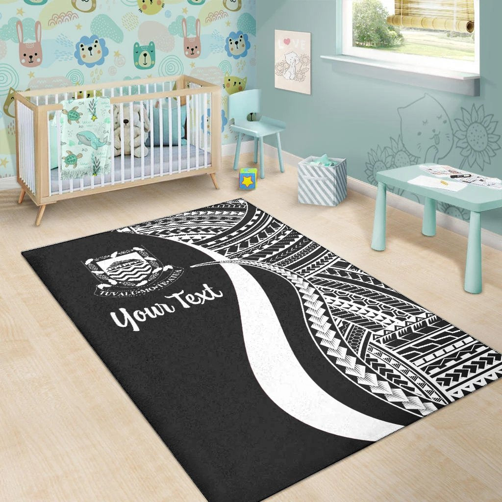 Tuvalu Custom Personalised Area Rug - White Polynesian Tentacle Tribal Pattern