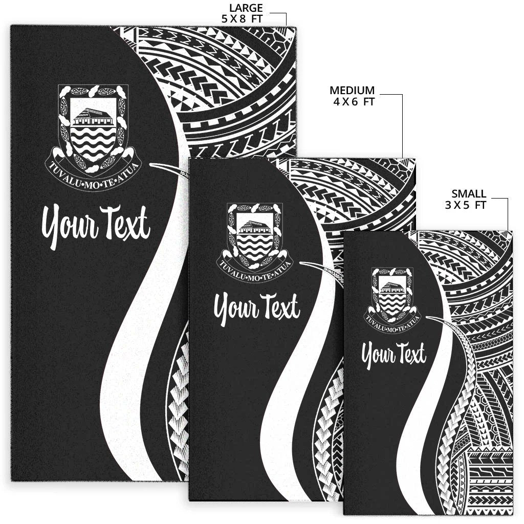 Tuvalu Custom Personalised Area Rug - White Polynesian Tentacle Tribal Pattern