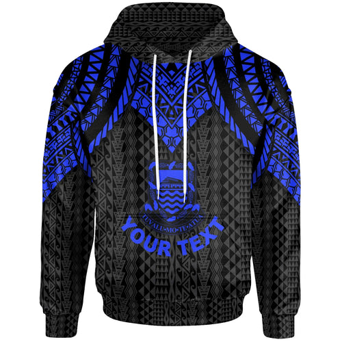 Tuvalu Custom Personalised Hoodie - Polynesian Armor Style Blue