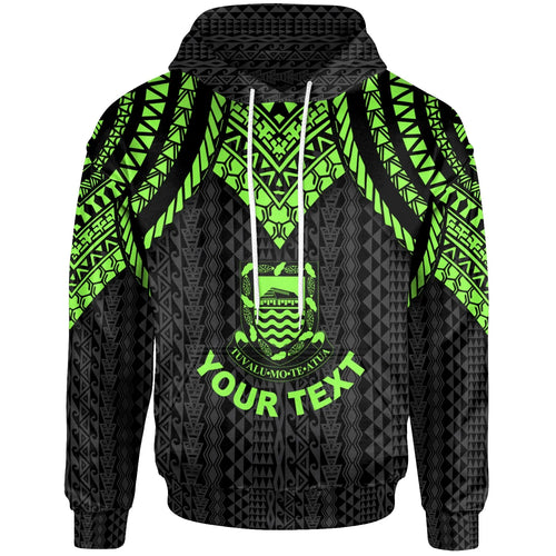 Tuvalu Custom Personalised Hoodie - Polynesian Armor Style Green