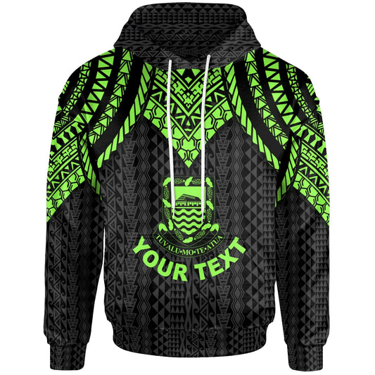 Tuvalu Custom Personalised Hoodie - Polynesian Armor Style Green
