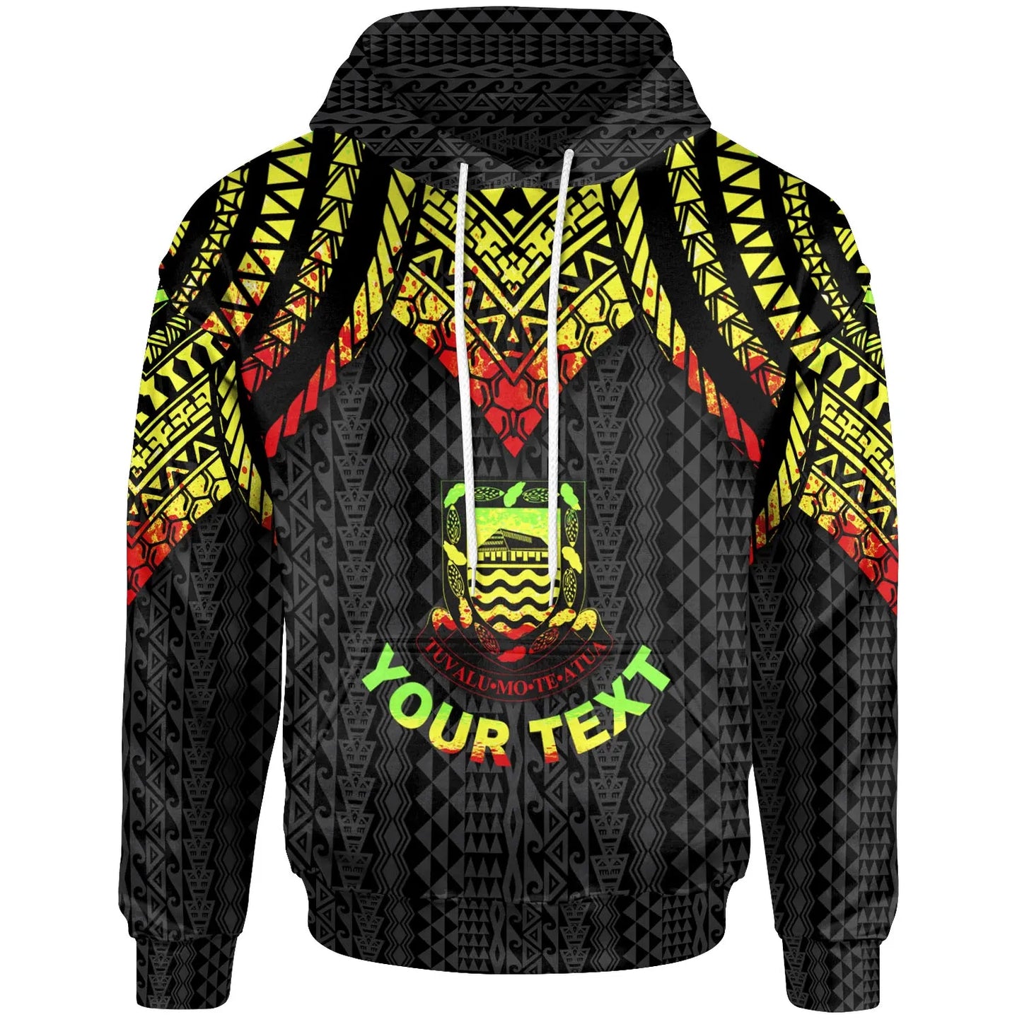 Tuvalu Custom Personalised Hoodie - Polynesian Armor Style Reagge