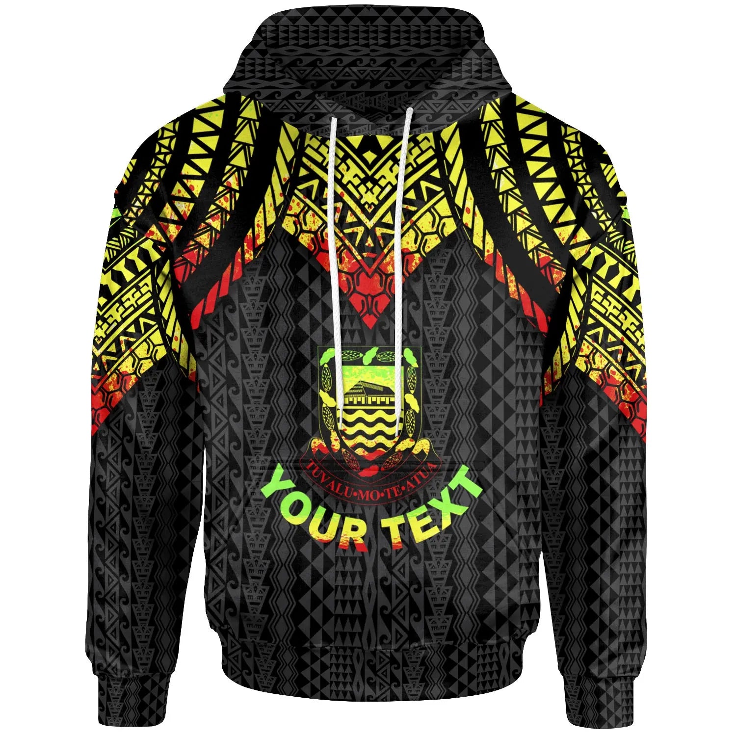 Tuvalu Custom Personalised Hoodie - Polynesian Armor Style Reagge