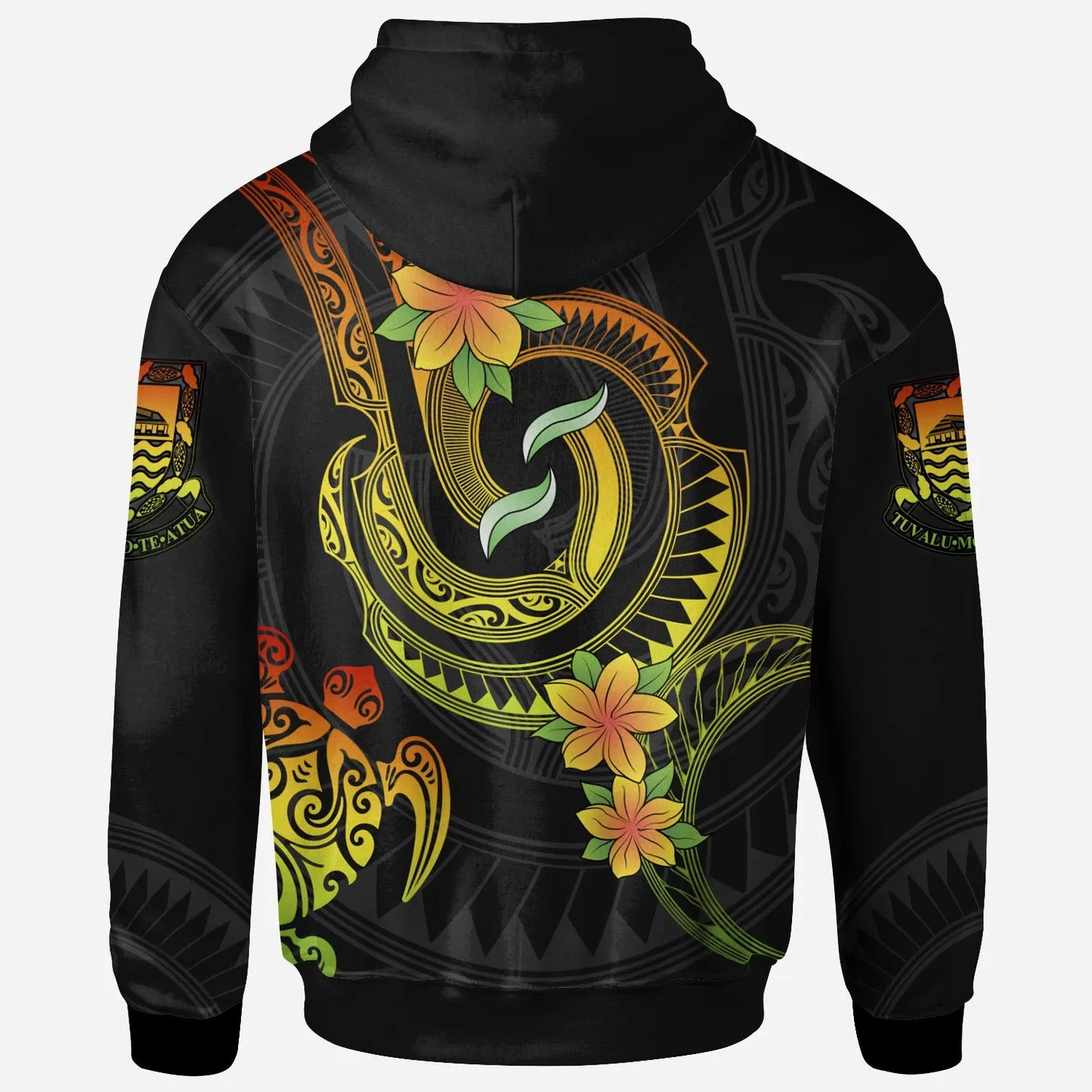 Tuvalu Custom Personalised Hoodie - Reggae Plumeria Flowers with Spiral Patterns
