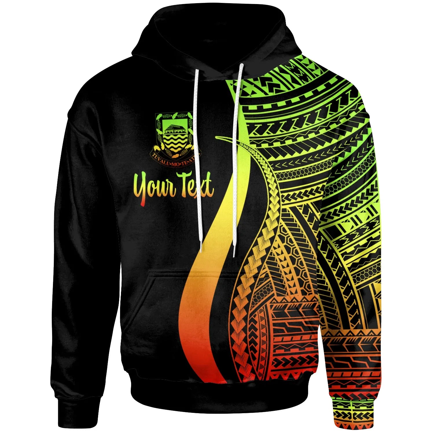 Tuvalu Custom Personalised Hoodie Reggae - Tentacle Tribal Pattern