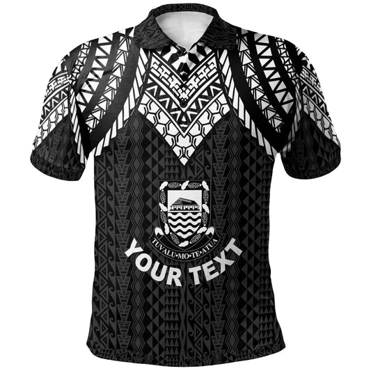Tuvalu Custom Personalised Polo Shirt - Polynesian Armor Style Black