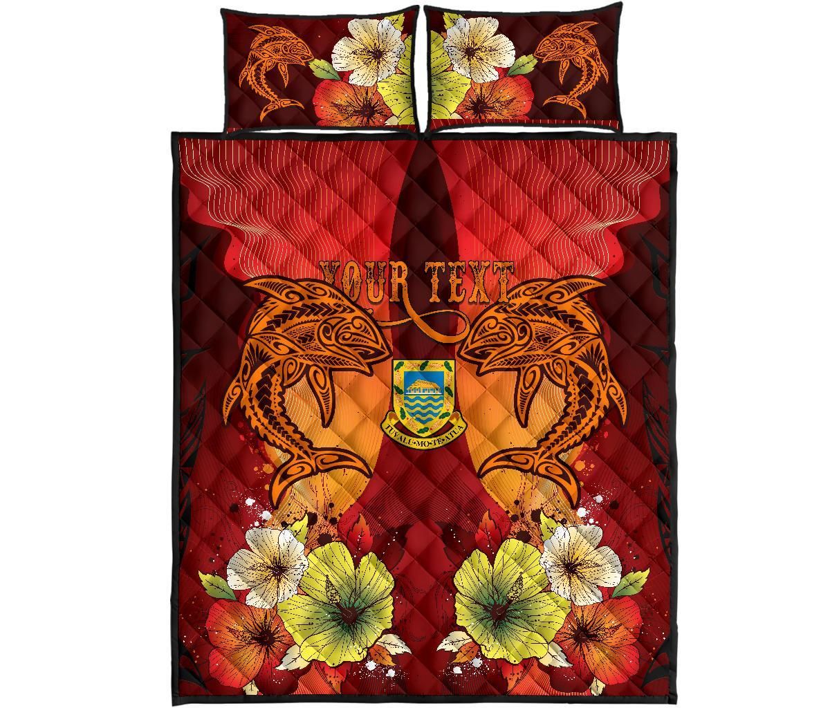 Tuvalu Custom Personalised Quilt Bed Sets - Tribal Tuna Fish