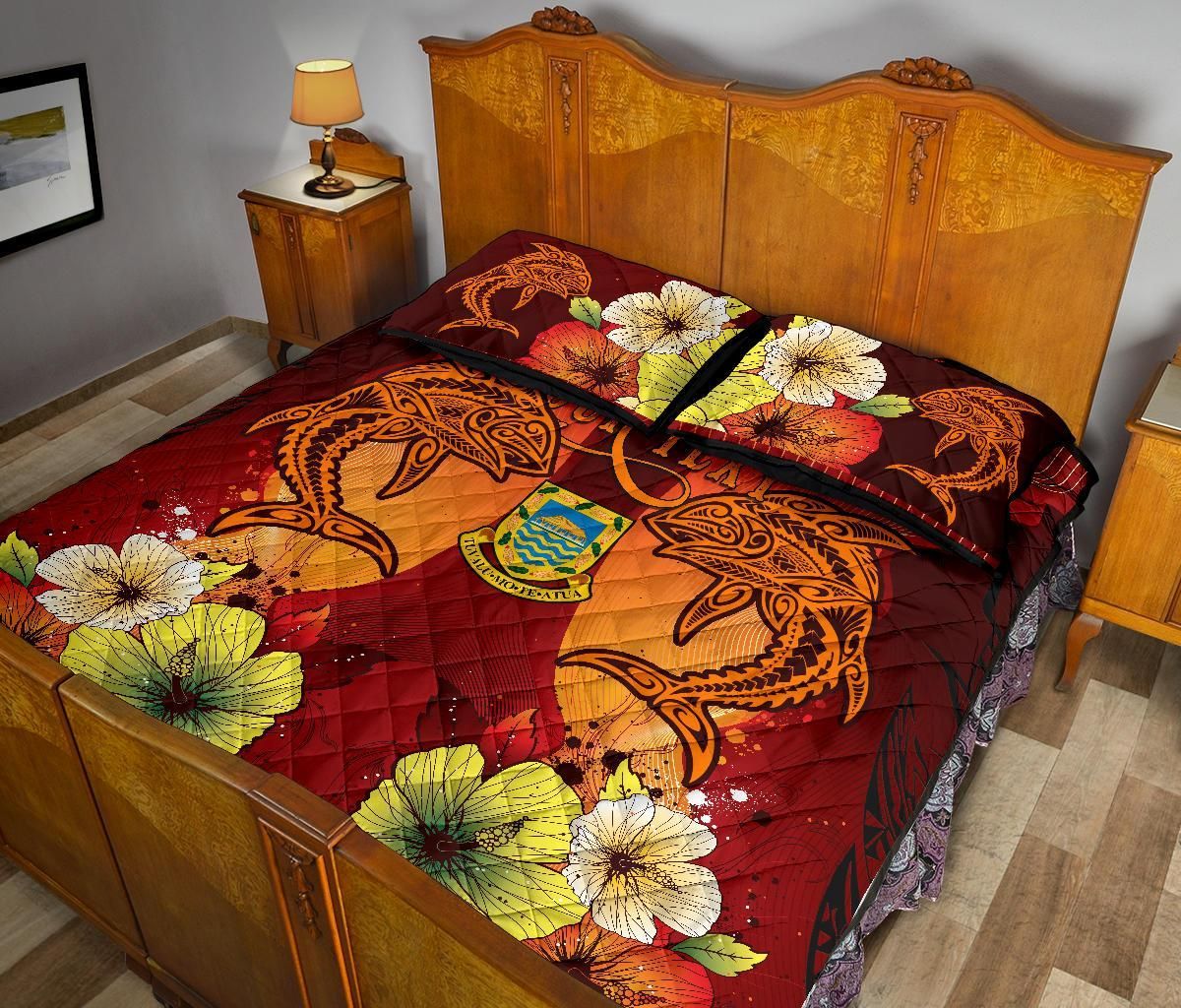 Tuvalu Custom Personalised Quilt Bed Sets - Tribal Tuna Fish