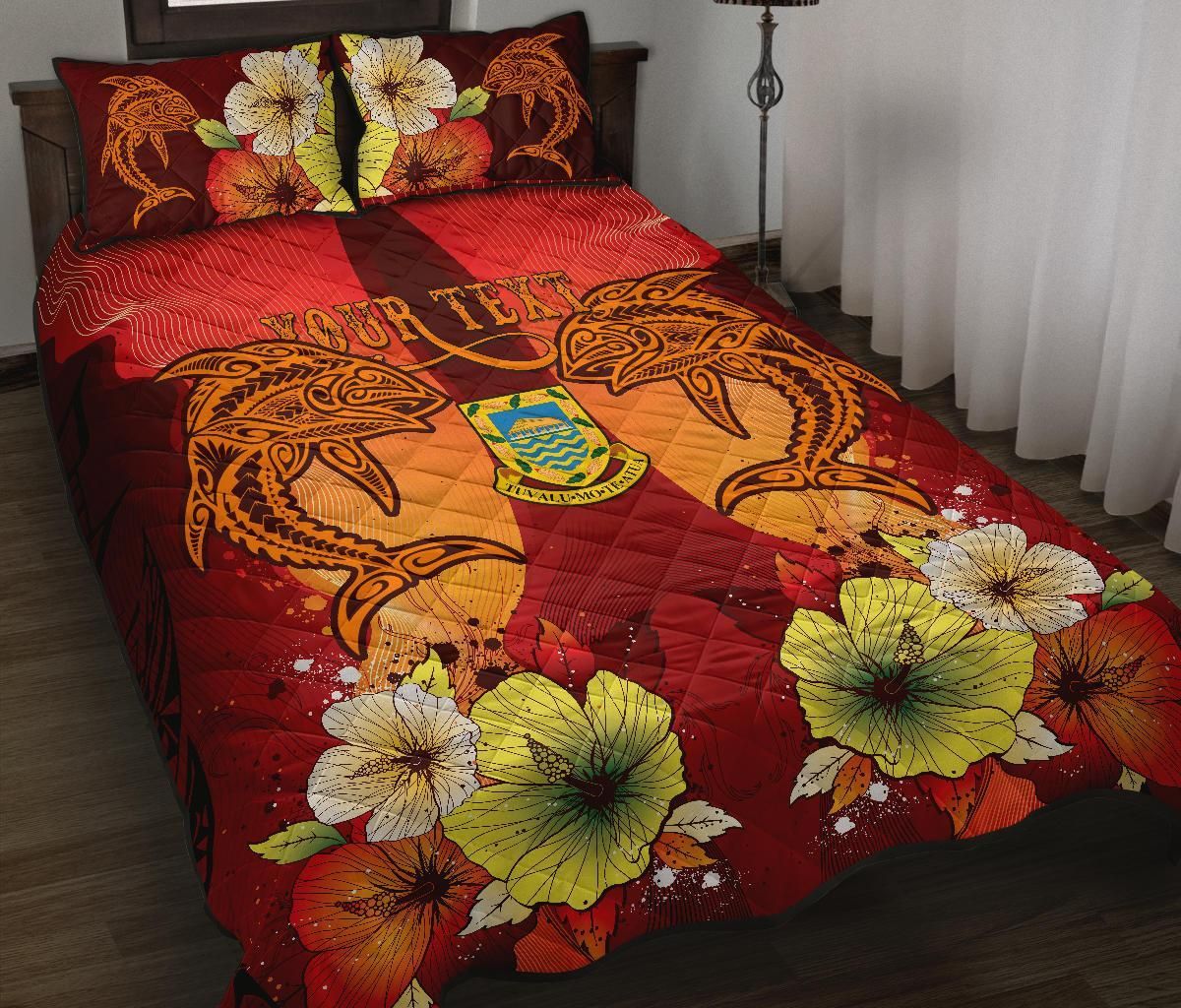 Tuvalu Custom Personalised Quilt Bed Sets - Tribal Tuna Fish