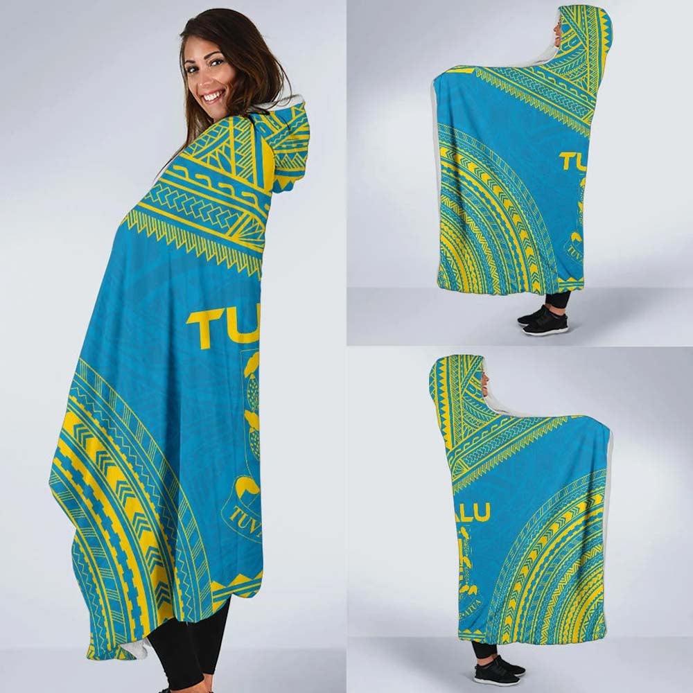 Tuvalu Flag Polynesian Chief Hooded Blanket