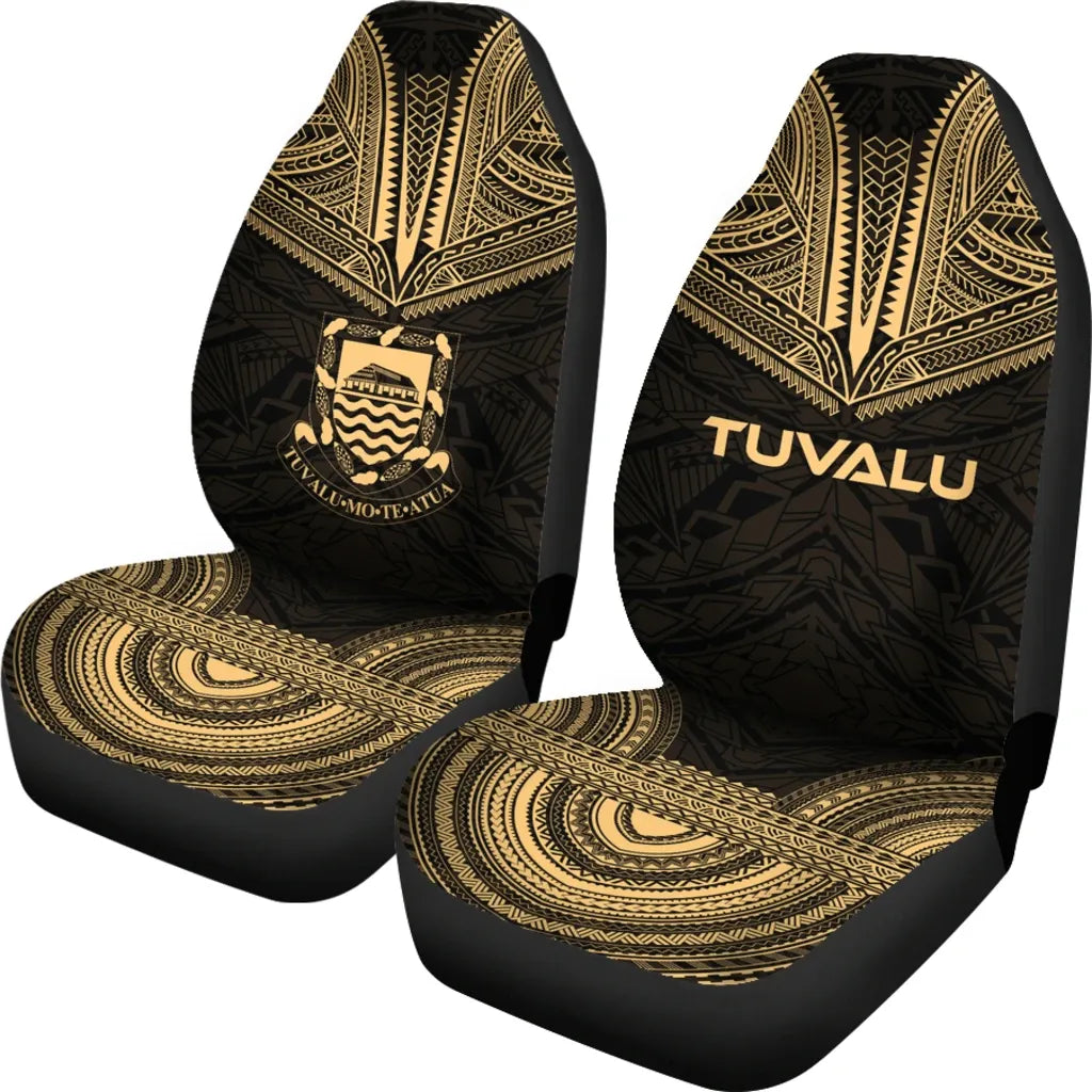 Tuvalu Car Seat Cover - Tuvalu Coat Of Arms Polynesian Chief Tattoo Gold Version