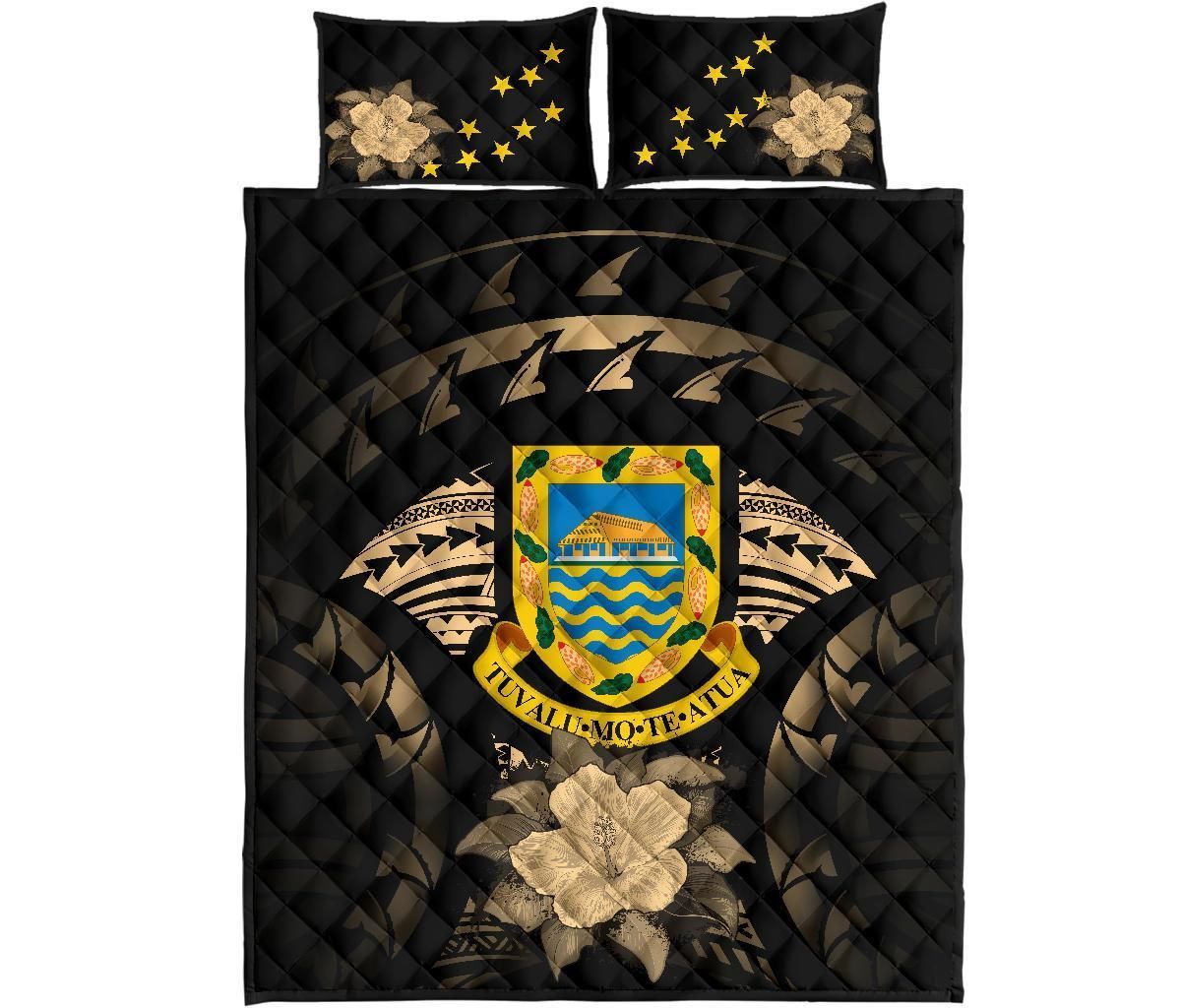 Tuvalu Polynesian Quilt Bed Set Hibiscus Gold