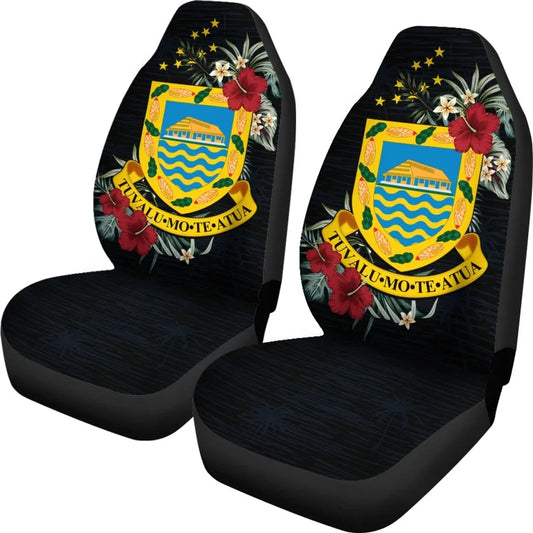 Tuvalu Car Seat Covers - Tuvalu Coat of Arms Hibiscus