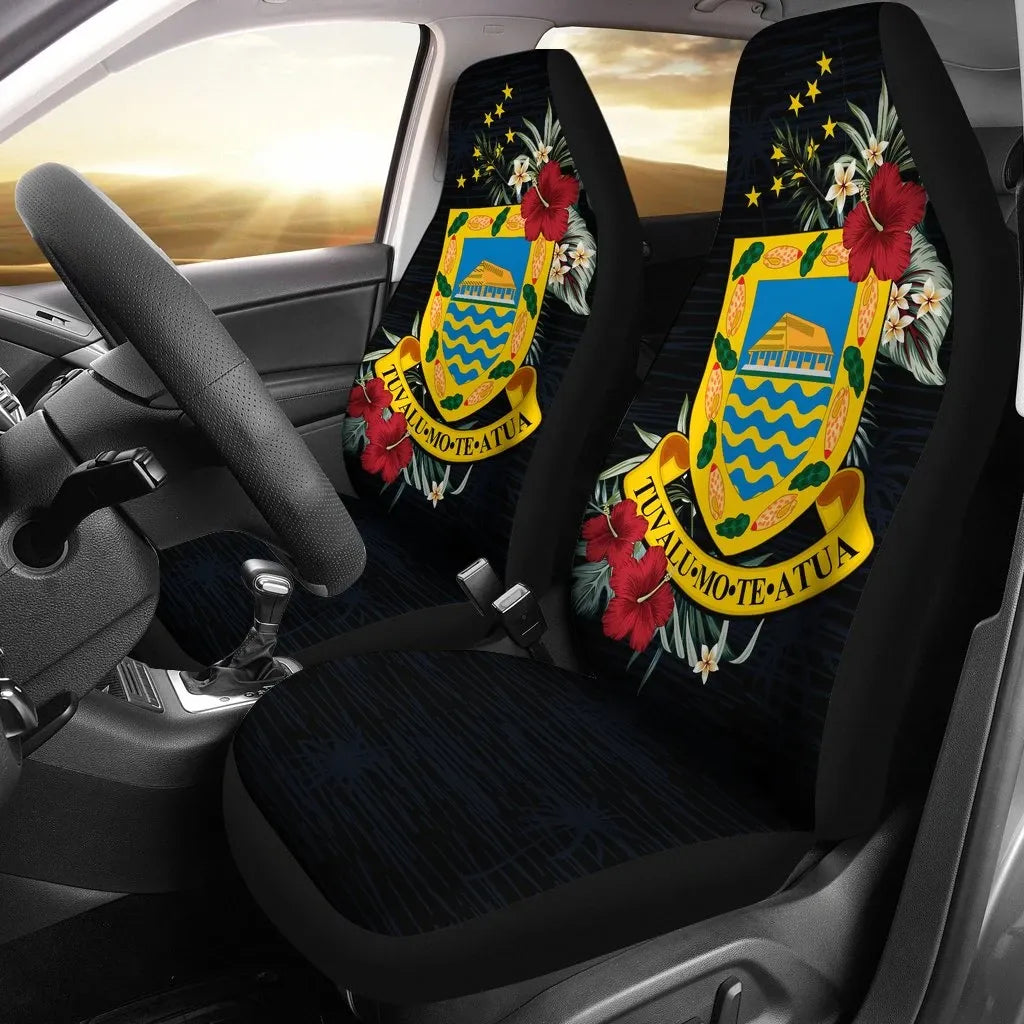 Tuvalu Car Seat Covers - Tuvalu Coat of Arms Hibiscus