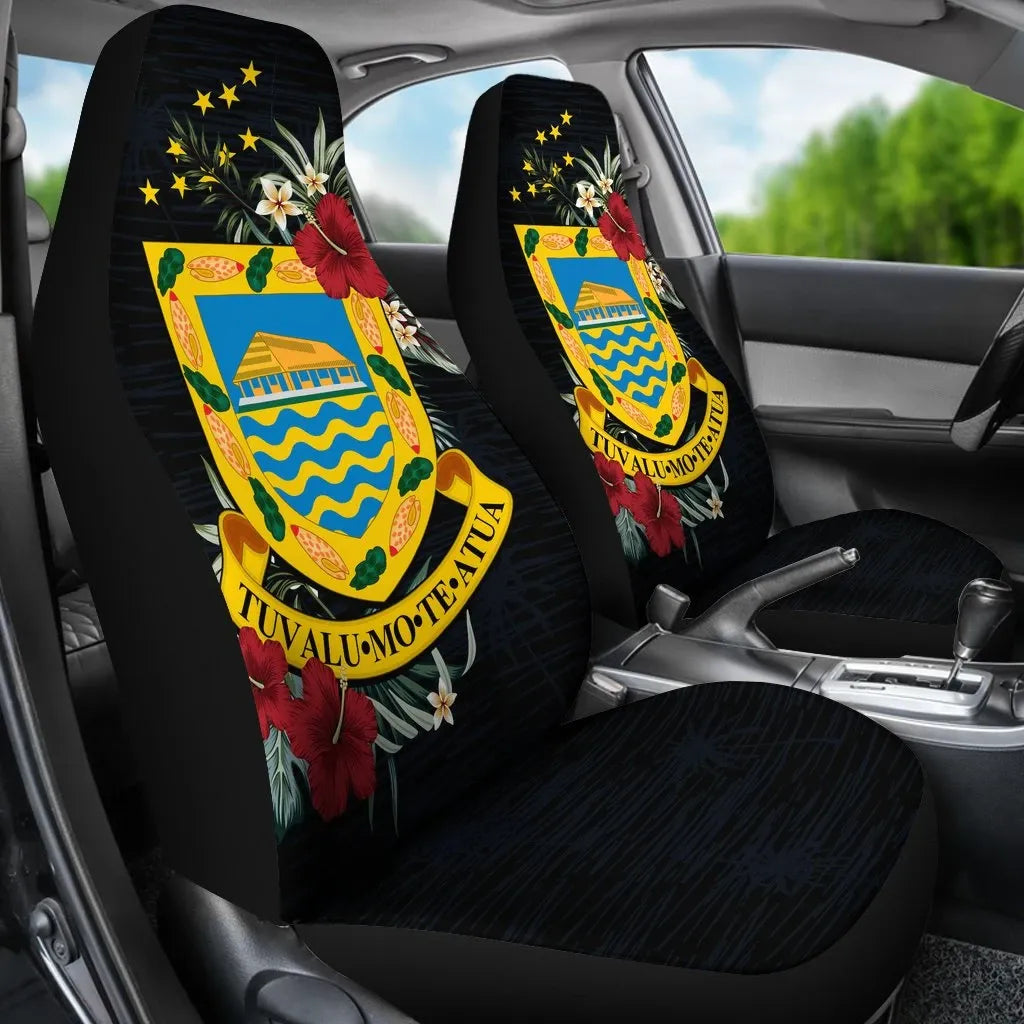 Tuvalu Car Seat Covers - Tuvalu Coat of Arms Hibiscus