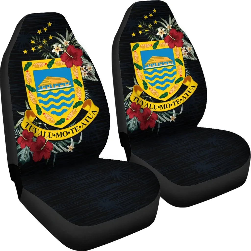 Tuvalu Car Seat Covers - Tuvalu Coat of Arms Hibiscus