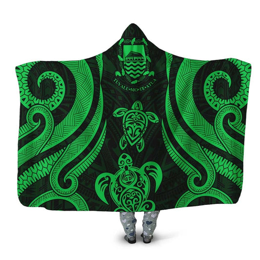 Tuvalu Hooded Blanket - Green Tentacle Turtle