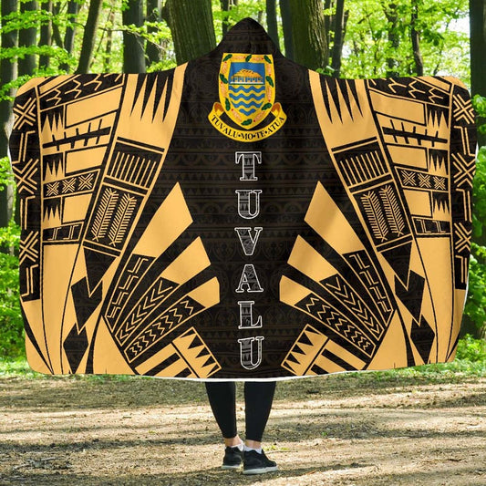 Tuvalu Hooded Blanket - Polynesian Tattoo Gold