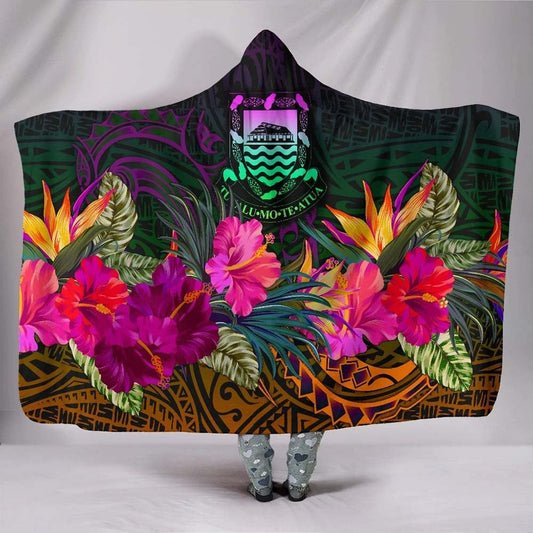 Tuvalu Hooded Blanket - Summer Hibiscus