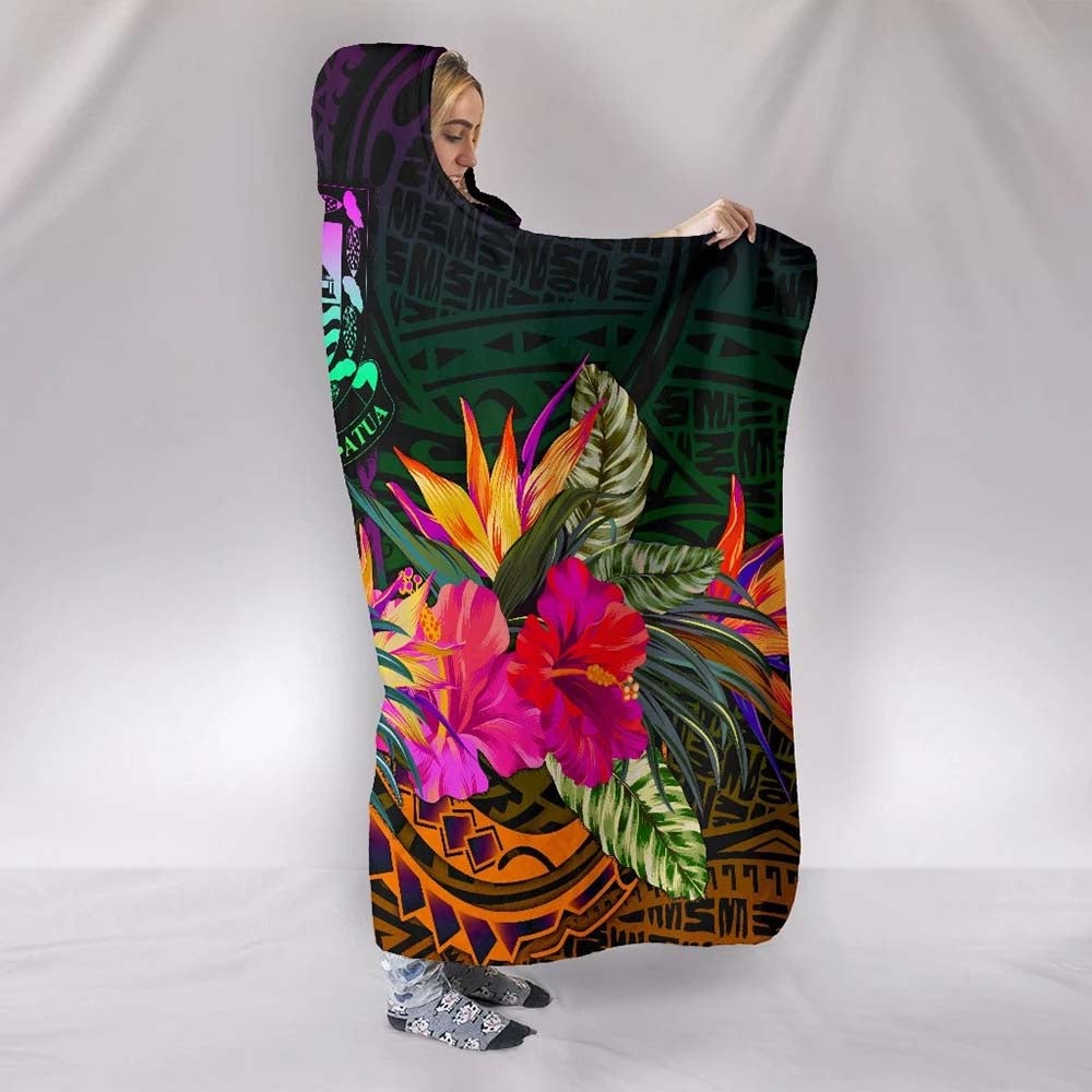 Tuvalu Hooded Blanket - Summer Hibiscus