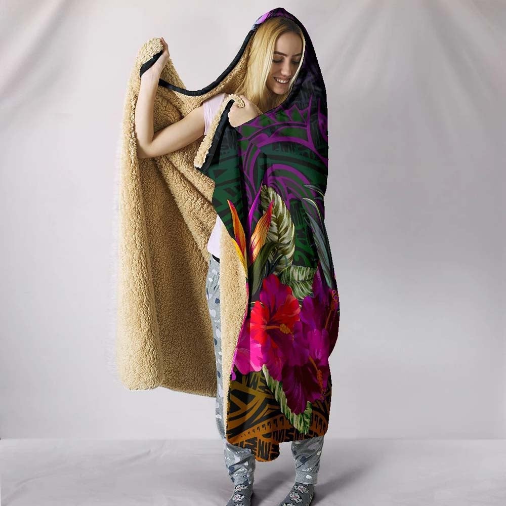 Tuvalu Hooded Blanket - Summer Hibiscus