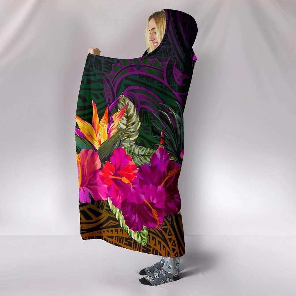 Tuvalu Hooded Blanket - Summer Hibiscus