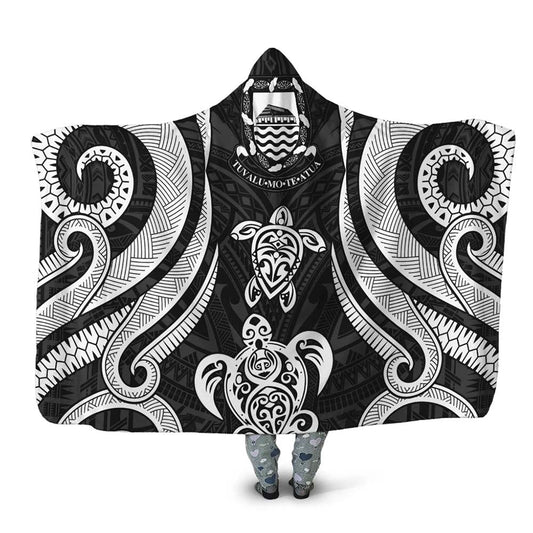 Tuvalu Hooded Blanket - White Tentacle Turtle