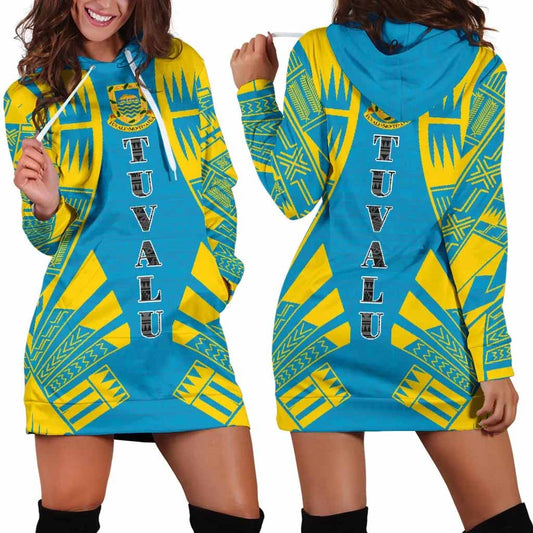 Tuvalu Hoodie Dress - Polynesian Tattoo Flag
