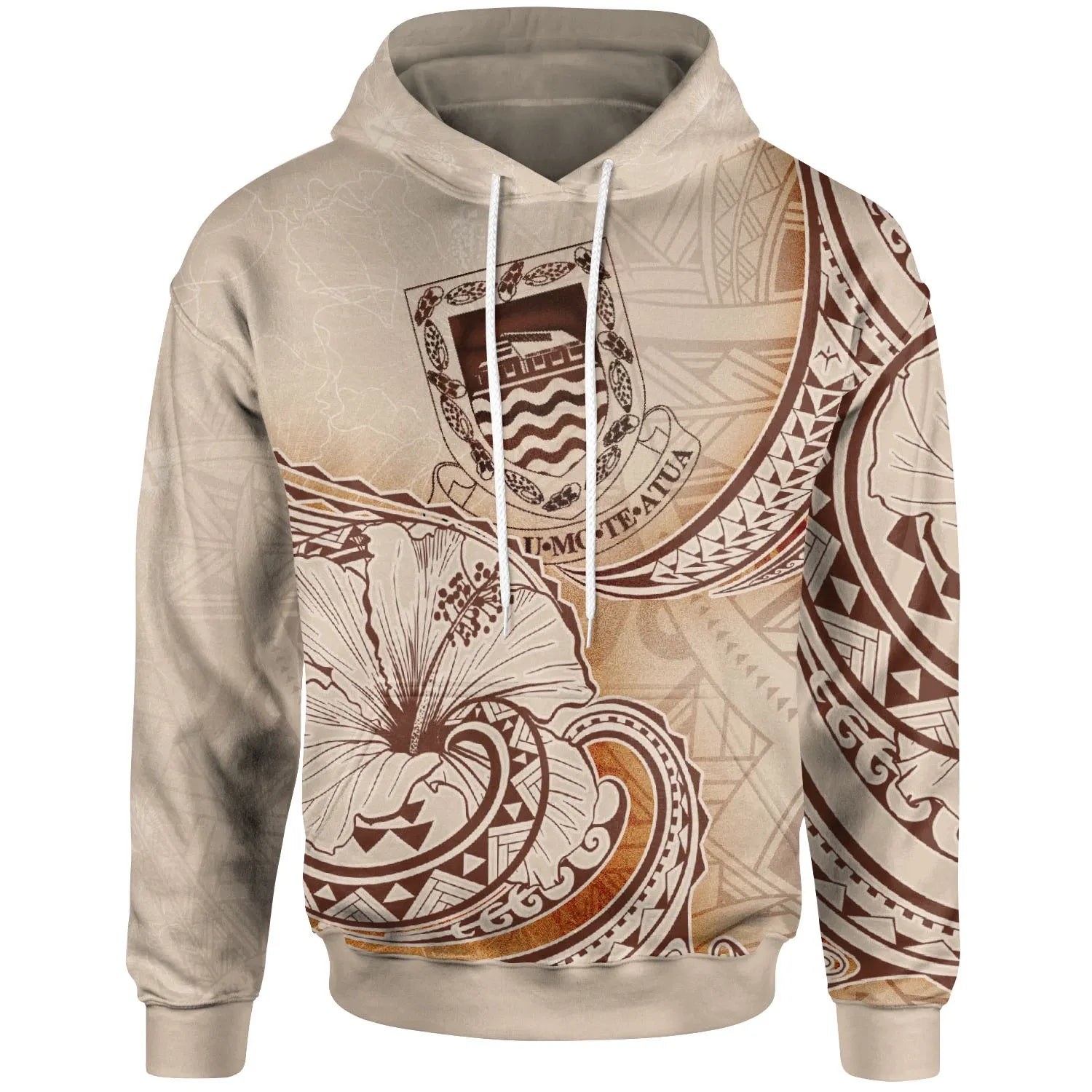 Tuvalu Hoodie - Hibiscus Flowers Vintage Style