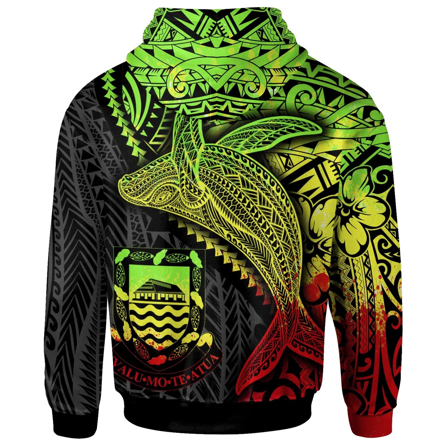 Tuvalu Hoodie - Humpback Whale & Coat of Arms Reggae