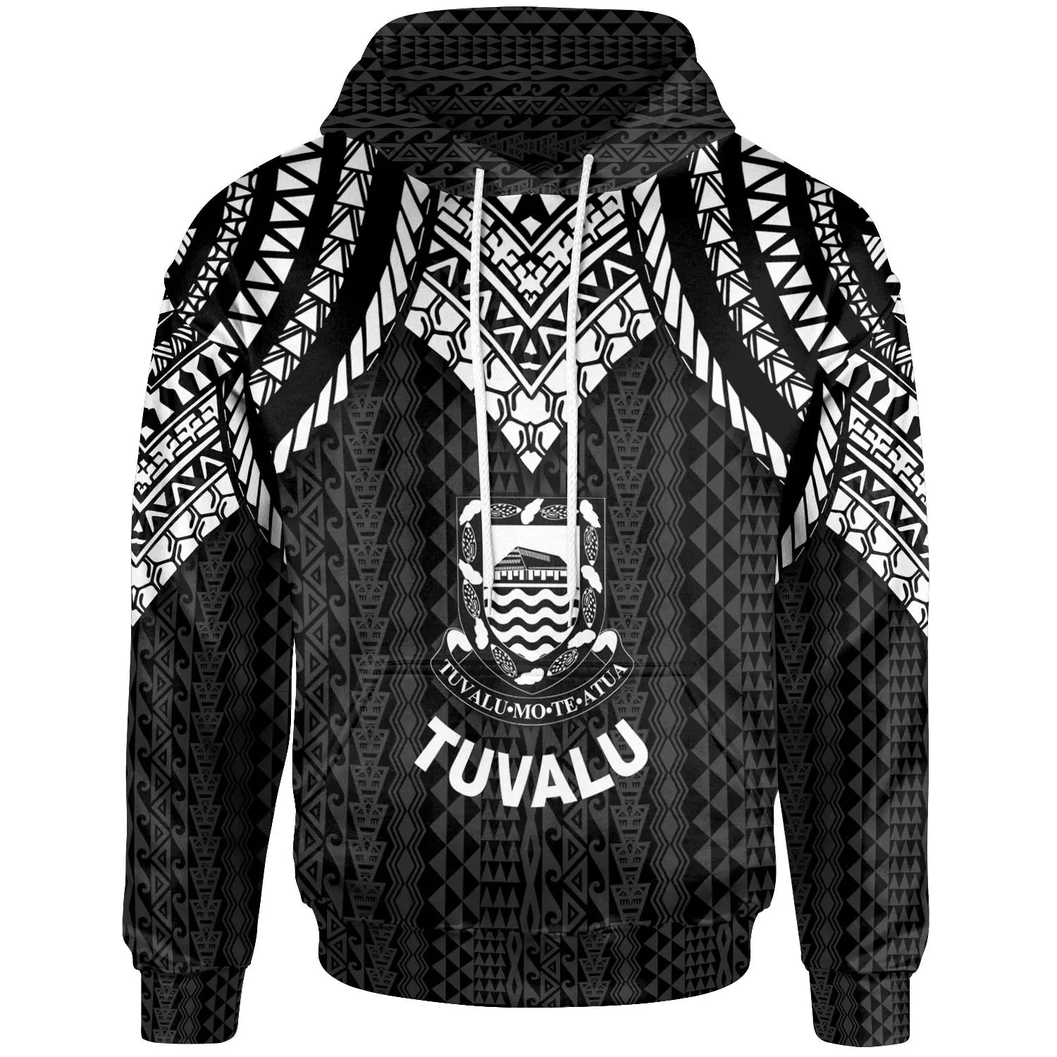 Tuvalu Hoodie - Polynesian Armor Style Black