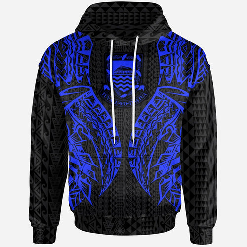 Tuvalu Hoodie - Polynesian Lion Head Blue Style