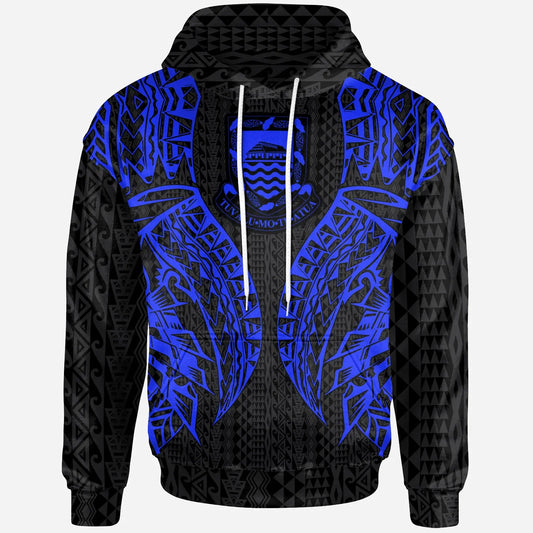 Tuvalu Hoodie - Polynesian Lion Head Blue Style