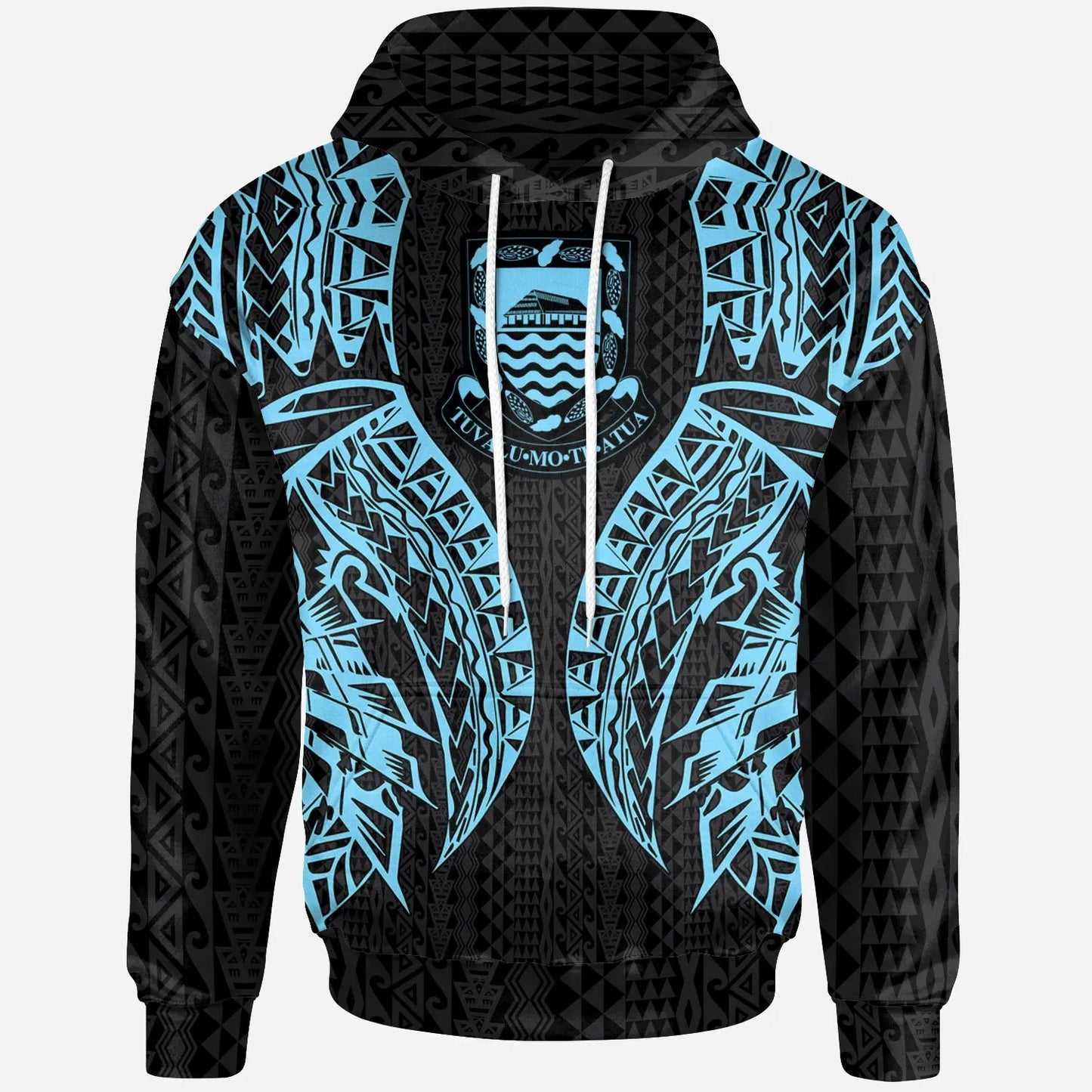 Tuvalu Hoodie - Polynesian Lion Head Neon Style